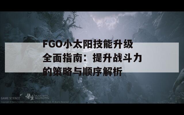FGO小太阳技能升级全面指南：提升战斗力的策略与顺序解析