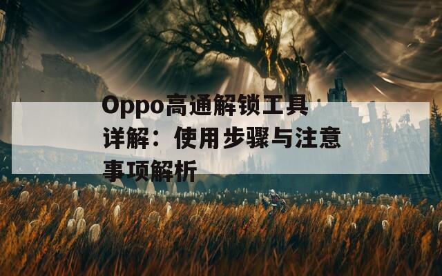 Oppo高通解锁工具详解：使用步骤与注意事项解析