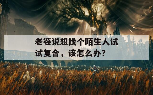 老婆说想找个陌生人试试复合，该怎么办？