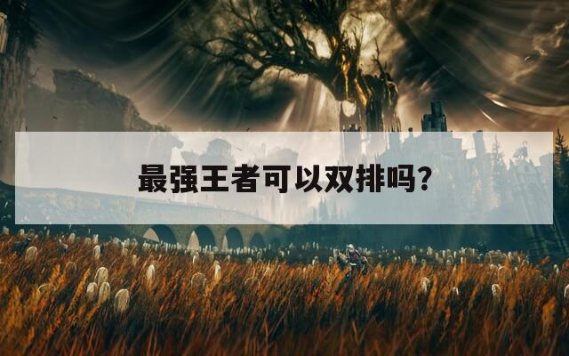 最强王者可以双排吗？