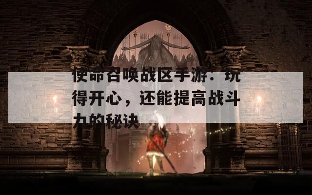 使命召唤战区手游：玩得开心，还能提高战斗力的秘诀