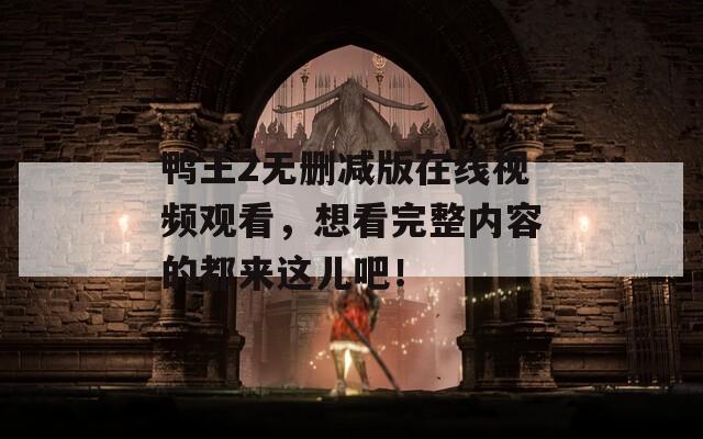 鸭王2无删减版在线视频观看，想看完整内容的都来这儿吧！