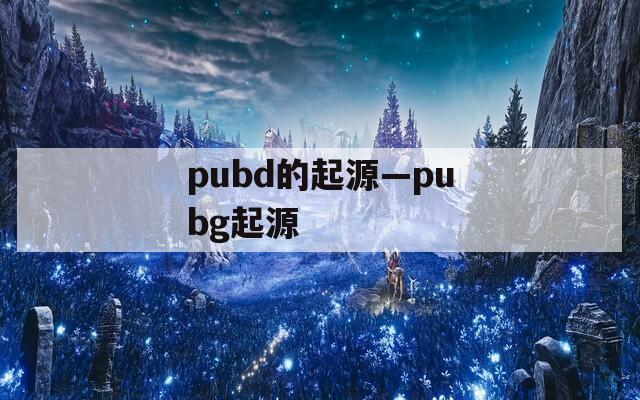 pubd的起源—pubg起源