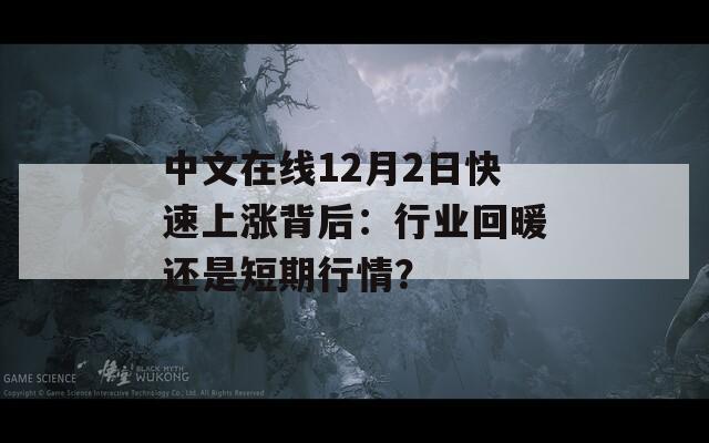 中文在线12月2日快速上涨背后：行业回暖还是短期行情？