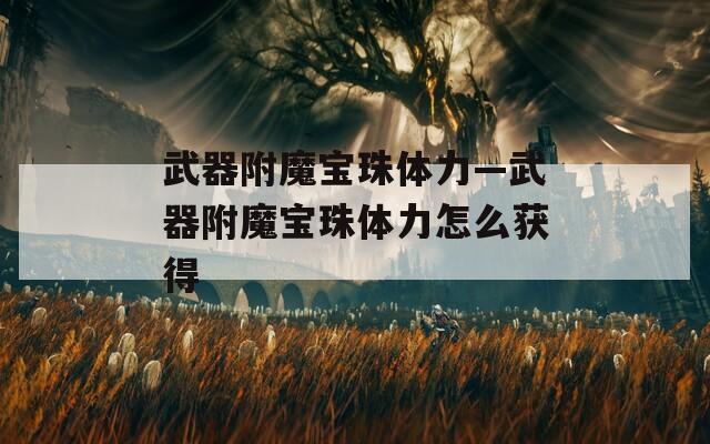 武器附魔宝珠体力—武器附魔宝珠体力怎么获得