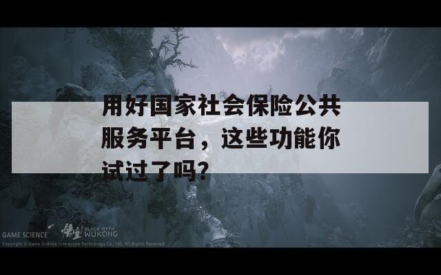 用好国家社会保险公共服务平台，这些功能你试过了吗？