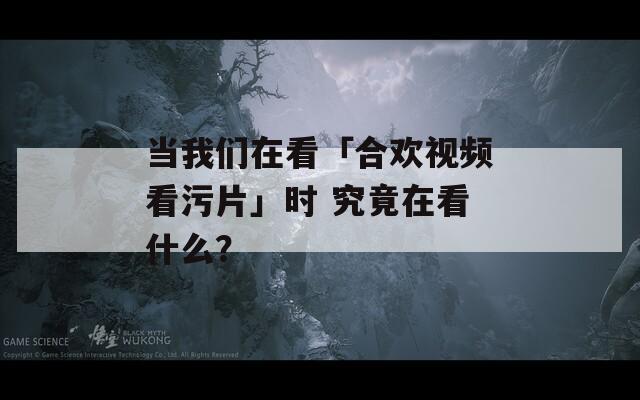 当我们在看「合欢视频看污片」时 究竟在看什么？