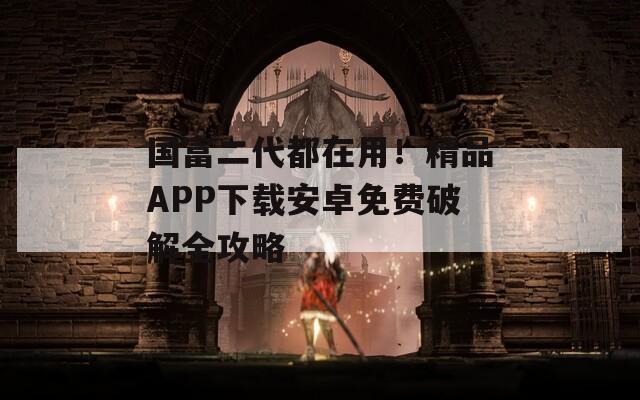 国富二代都在用！精品APP下载安卓免费破解全攻略